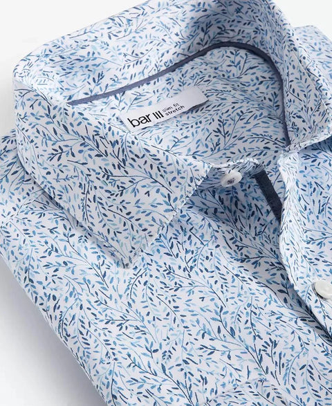 Bar III Men's Blue & White Slim-Fit Contrast Vine Dress Shirt | Bar III In Lebanon