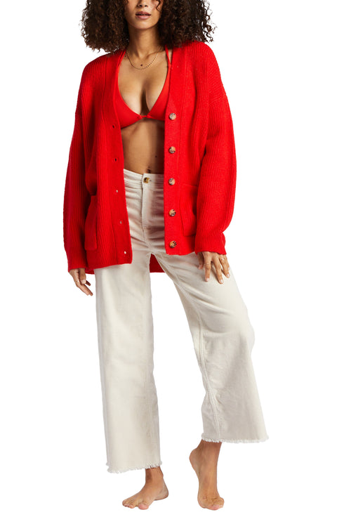 Billa Bong Women's Bright Red Knitted Cardigan | Billa Bong In Lebanon