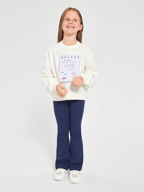 Sinsay Girl's Multicolor Casual Set Of White Sweatshirt & Navy Trousers | Sinsay In Lebanon
