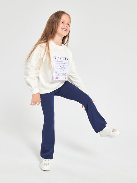 Sinsay Girl's Multicolor Casual Set Of White Sweatshirt & Navy Trousers | Sinsay In Lebanon