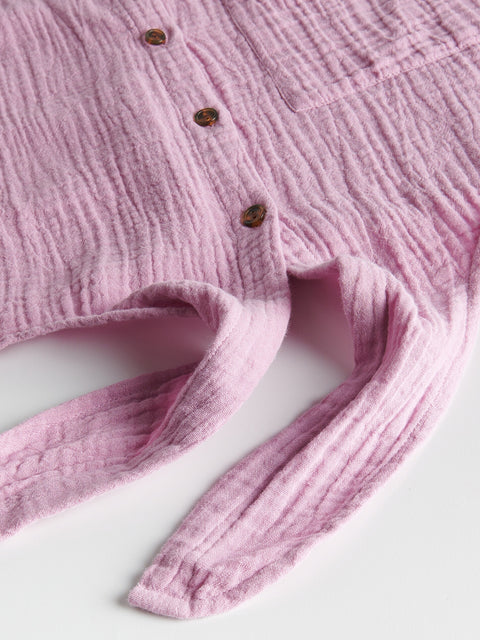 Reserved Girl's Purple Muslin Shirt With Bow Detail | Reserved In Lebanon
