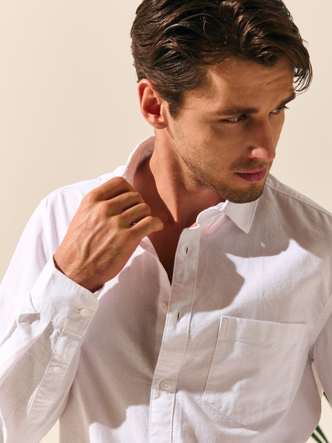Sinsay Men's White Regular Fit Cotton Long Sleeve Shirt|Sinsay In Lebanon