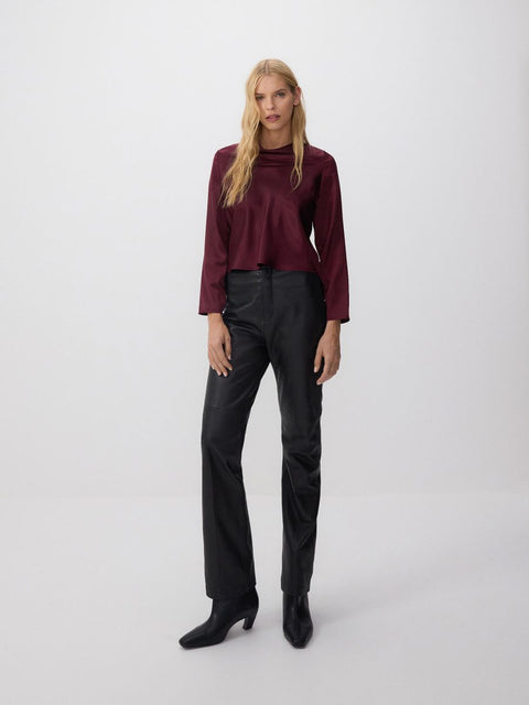 Reserved Women's Plum Satin Long Sleeve Blouse |Reserved  In Lebanon
