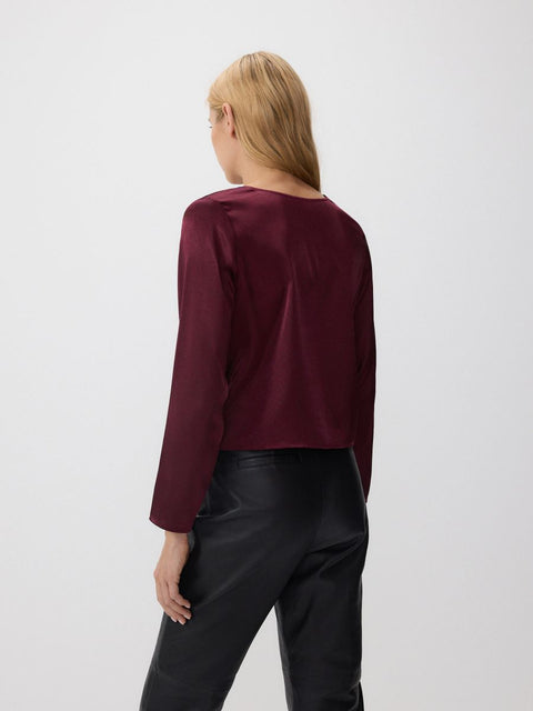Reserved Women's Plum Satin Long Sleeve Blouse |Reserved  In Lebanon
