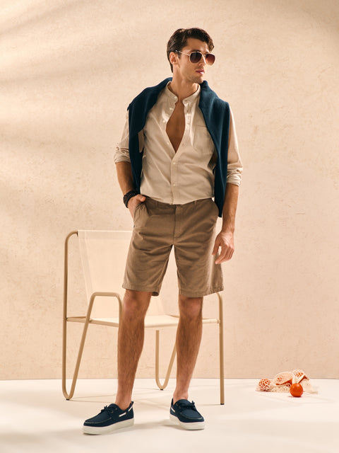 Sinsay Men's Brown Striped Loose-Fit Short | Sinsay In Lebanon