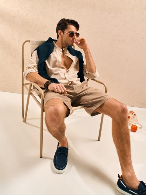 Sinsay Men's Brown Striped Loose-Fit Short | Sinsay In Lebanon