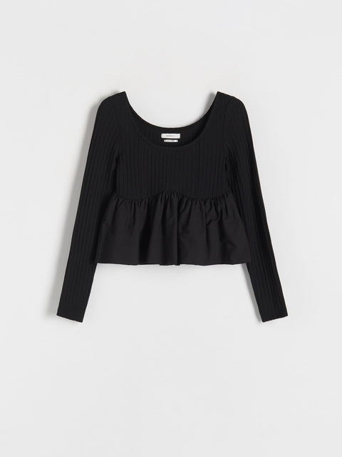 Reserved Women's Black Blouse With Peplum Hem | Reserved In Lebanon