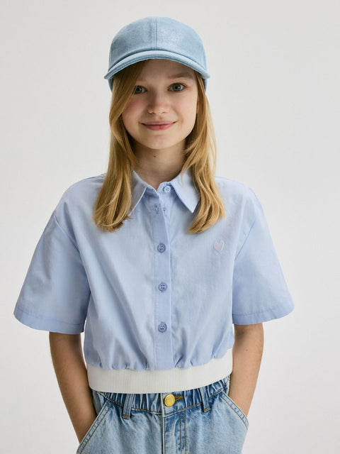 Reserved Girl's Blue With White Cuffs Shirt | Reserved In Lebanon