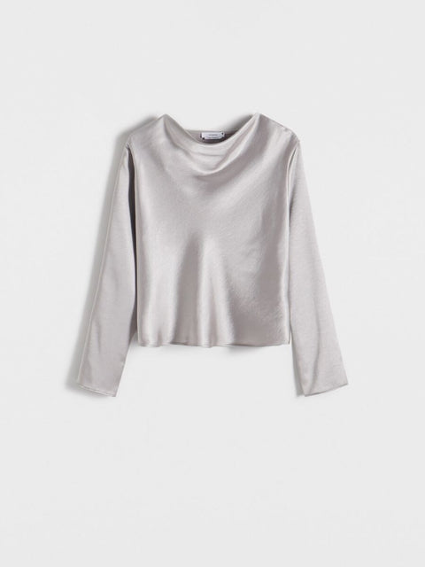 Reserved Women's Silver Satin Long Sleeve Blouse | Reserved In Lebanon