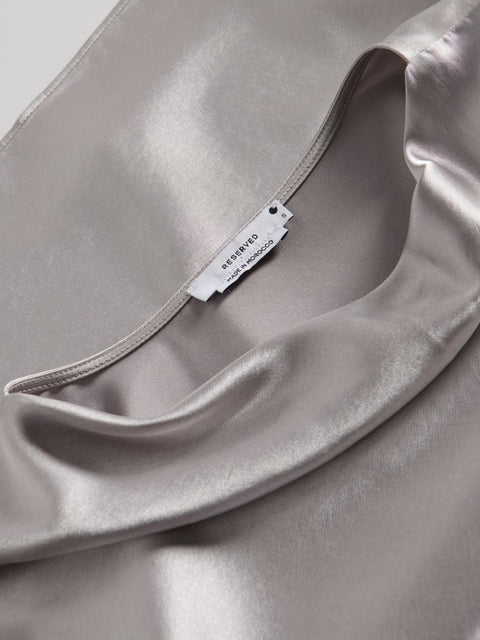Reserved Women's Silver Satin Long Sleeve Blouse | Reserved In Lebanon