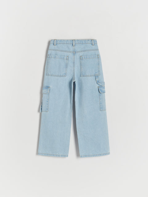 Reserved Girl's Light Blue Cargo Pockets Wide Leg Jeans | Reserved In Lebanon