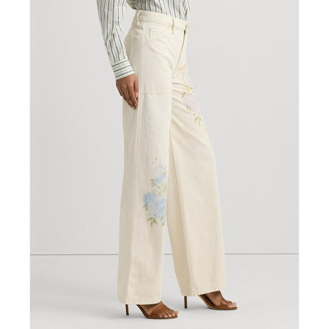 Lauren Ralph Lauren Women's Creme Printed High-Rise Wide Mascarpone Jeans | Lauren Ralph Lauren In Lebanon
