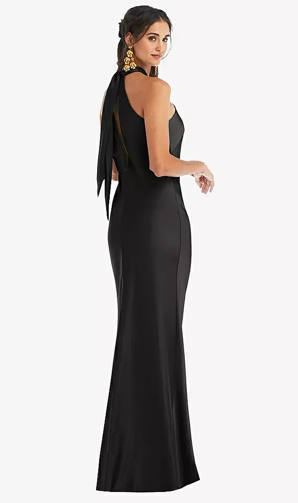 Dessy Women's Black Twist Halter Tie-Back Dress |Dessy  In Lebanon