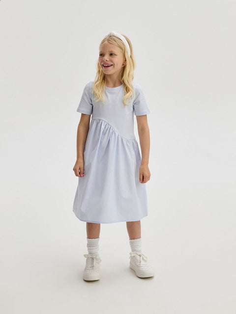 Reserved Girl's Baby Blue Cotton Short Sleeve Dress |Reserved In Lebanon