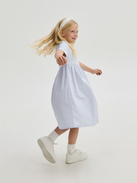 Reserved Girl's Baby Blue Cotton Short Sleeve Dress |Reserved In Lebanon