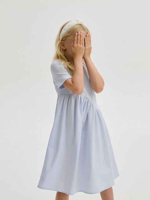 Reserved Girl's Baby Blue Cotton Short Sleeve Dress |Reserved In Lebanon