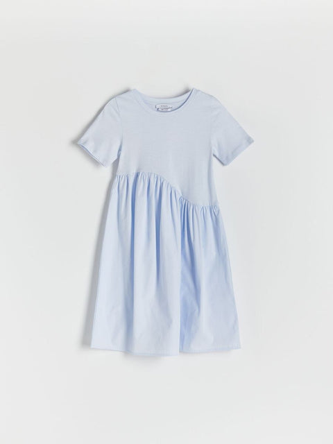 Reserved Girl's Baby Blue Cotton Short Sleeve Dress |Reserved In Lebanon