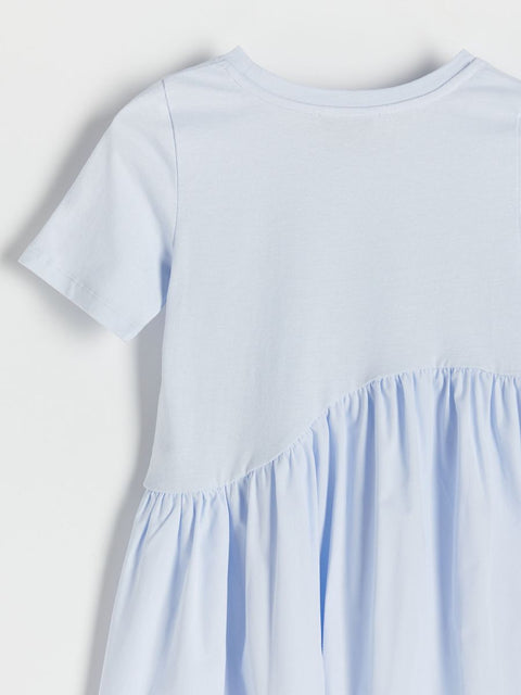 Reserved Girl's Baby Blue Cotton Short Sleeve Dress |Reserved In Lebanon