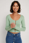 NA-KD Women's Mint Green Knit Buttoned 1100-003513-8939-005 FE178
