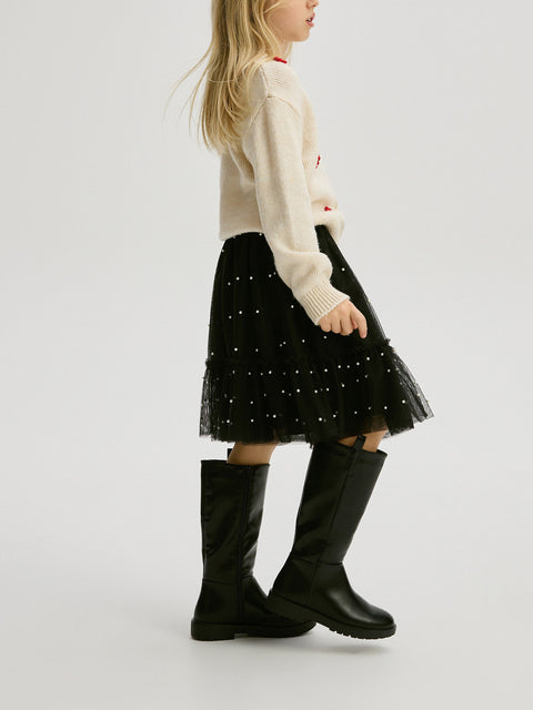 Reserved Girl's Black Faux Leather Knee-High Boots | Reserved In Lebanon