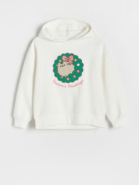 Reserved Girl's White Pusheen The Cat Christmas Hoodie | Reserved In Lebanon