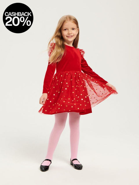 Sinsay Girl's Red Star Printed Dress |Sinsay In Lebanon