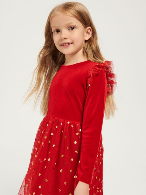 Sinsay Girl's Red Star Printed Dress |Sinsay In Lebanon