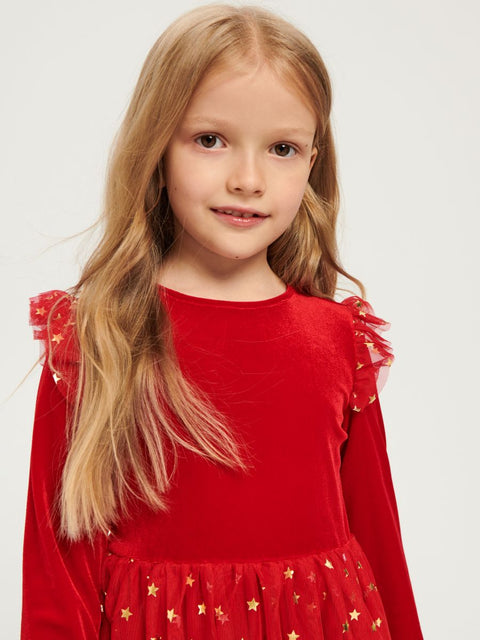 Sinsay Girl's Red Star Printed Dress |Sinsay In Lebanon