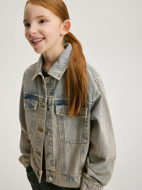 Reserved Girl's Light Blue Faded Denim Jacket | Reserved In Lebanon