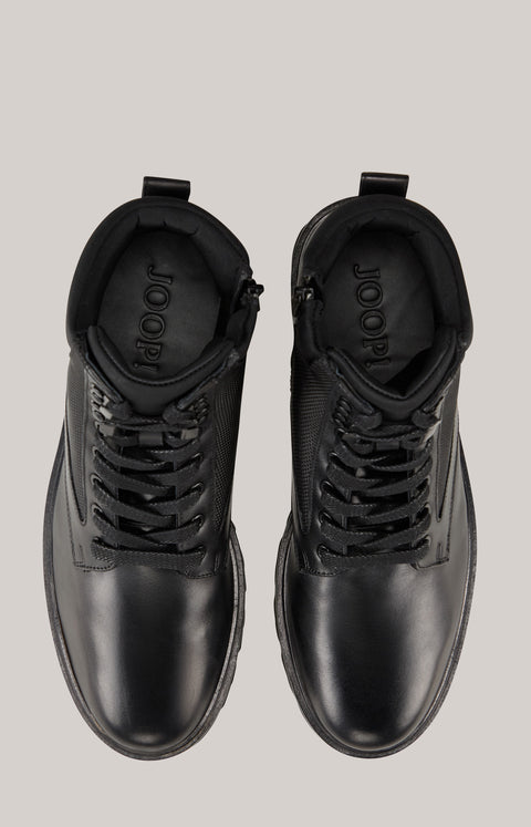 Joop Men's Black Tela Stampa Hektor Leather Ankled Boots | Joop In Lebanon