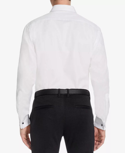 Michelsons Of London Men's White Classic/Regular Fit Solid French Cuff Tuxedo Shirt | Michelsons Of London In Lebanon