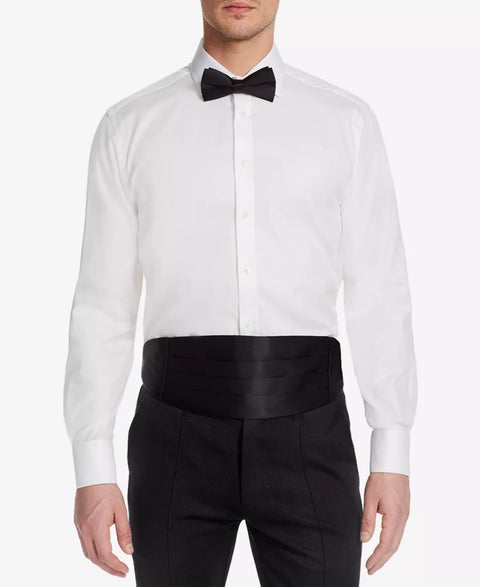 Michelsons Of London Men's White Classic/Regular Fit Solid French Cuff Tuxedo Shirt | Michelsons Of London In Lebanon