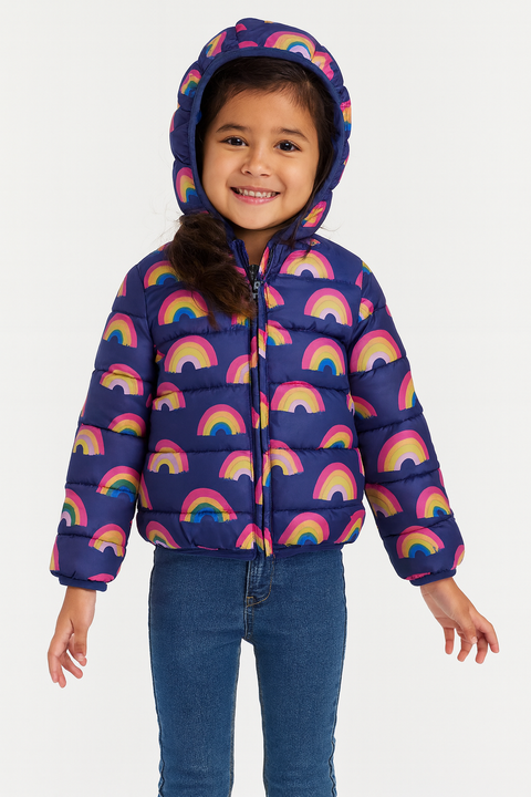Epic Thread Girl's Rainbow-Print Packable Hooded Puffer Jacket  |Epic Thread  In Lebanon