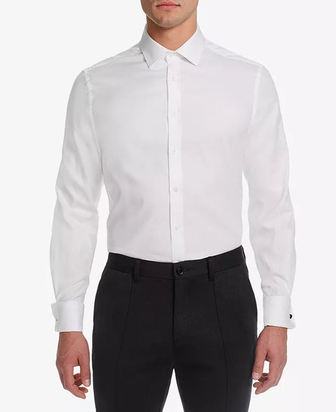 Michelsons Men's White Men's Slim Fit Solid French Cuff Tuxedo Shirt|Michelsons In Lebanon