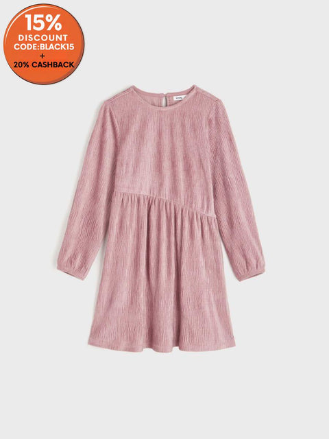 Sinsay Girl's Dusty Rose Gathered Long-Sleeve Dress | Sinsay In Lebanon