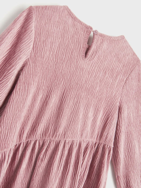 Sinsay Girl's Dusty Rose Gathered Long-Sleeve Dress | Sinsay In Lebanon