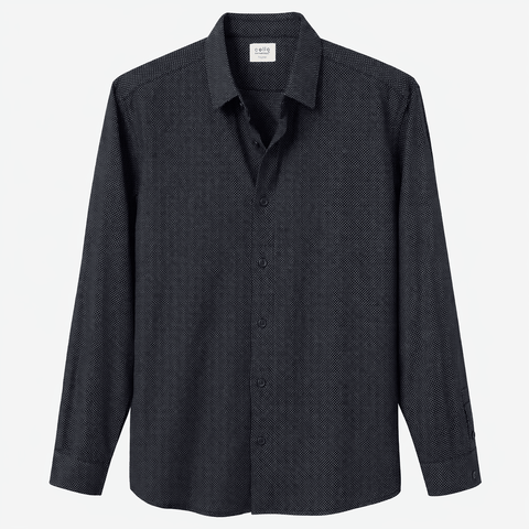 Celio Men's Navy Blue Micro-Dot Long Sleeve Shirt | Celio in Lebanon