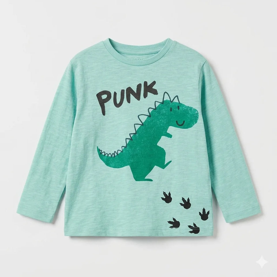 Zara Baby Boy's Light Green Dino Graphic Blouse | Zara In Lebanon