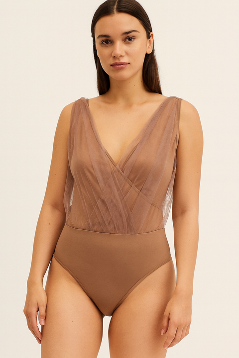 Mango Women's Beige Sleeveless Bodysuit | Mango in Lebanon