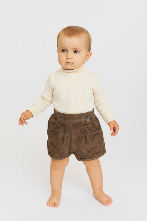 Boboli Baby Girl's Brown Velvet Shorts | Boboli in Lebanon