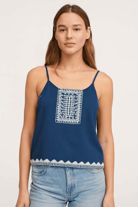 Mango Women's Blue Sleeveless Top| Mango in Lebanon