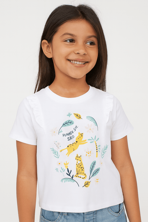 Sinsay  Girl's White  T-shirt ANFK400