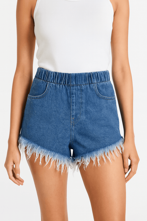 Forever 21 Women's Blue Ripped Denim Mini Short |Forever 21 In Lebanon