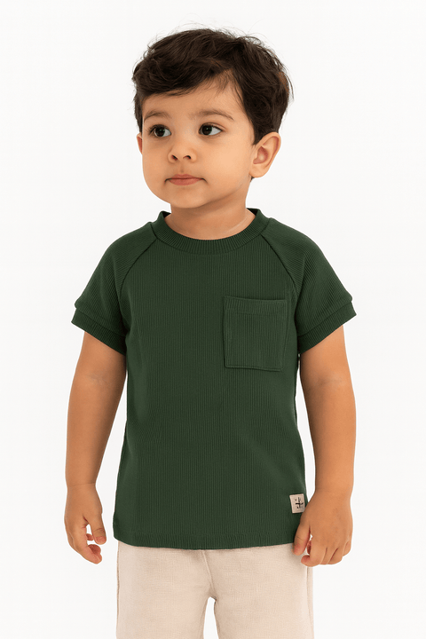 POMPdeLUX Boy's Dark Green Short-Sleeve T-Shirt |POMPdeLUX in Lebanon