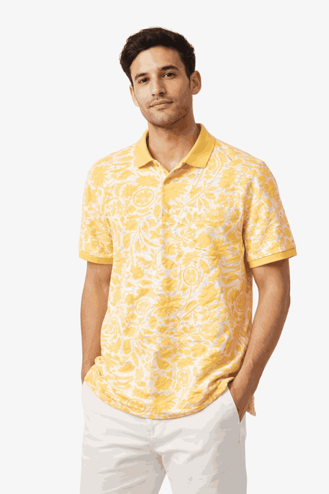 Sinsay Men's White & Yellow Printed Polo Neck T-Shirt | Sinsay In Lebanon