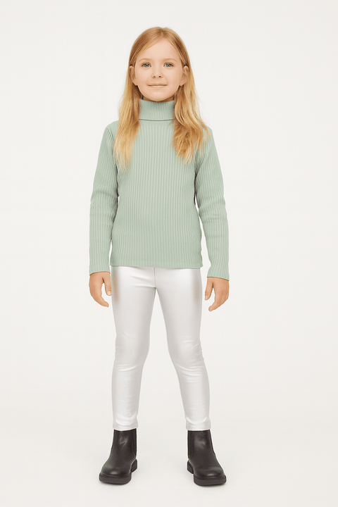 Boboli Girl's Silver Leather Pants| Boboli in Lebanon