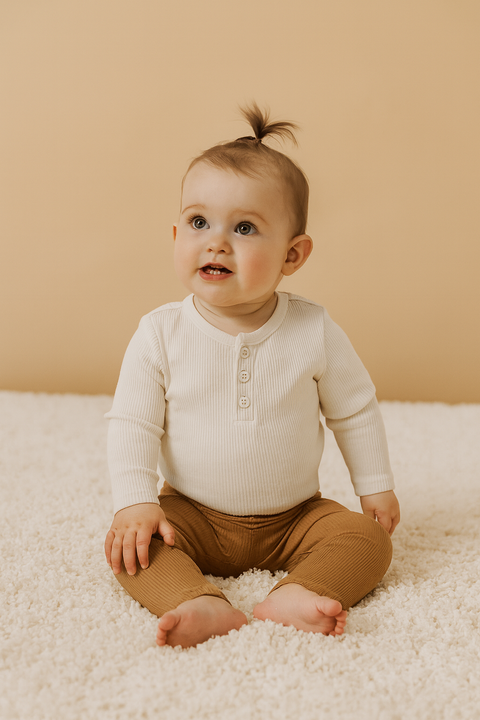 POMPdeLUX Baby Girl's Camel Velvet Leggings |POMPdeLUX in Lebanon
