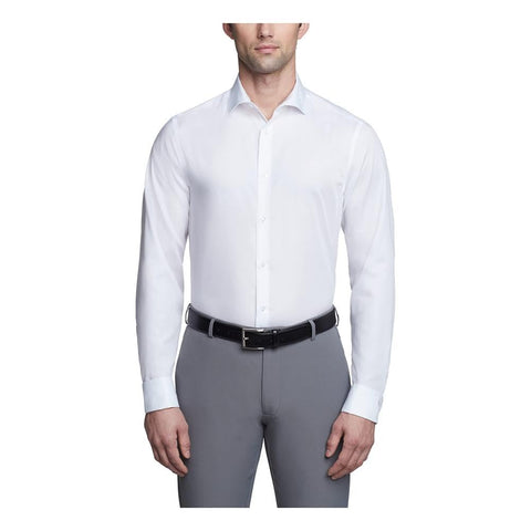 Calvin Klein Men's White Refined Cotton Stretch Slim Fit Dress Shirt | Calvin Klein In Lebanon
