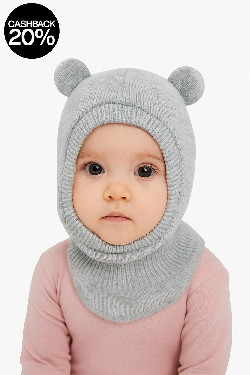 Sinsay Fox & Bunny Baby Girl's Light Grey Knitted Balaclava Hat | Sinsay In Lebanon