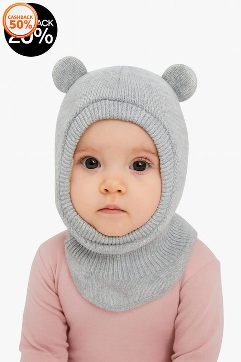 Sinsay Fox & Bunny Baby Girl's Light Grey Knitted Balaclava Hat | Sinsay In Lebanon